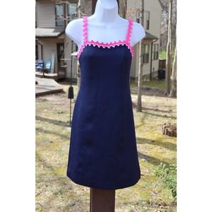 Women's Lily Pulitzer Dress Midi Scuba Navy Pink XS